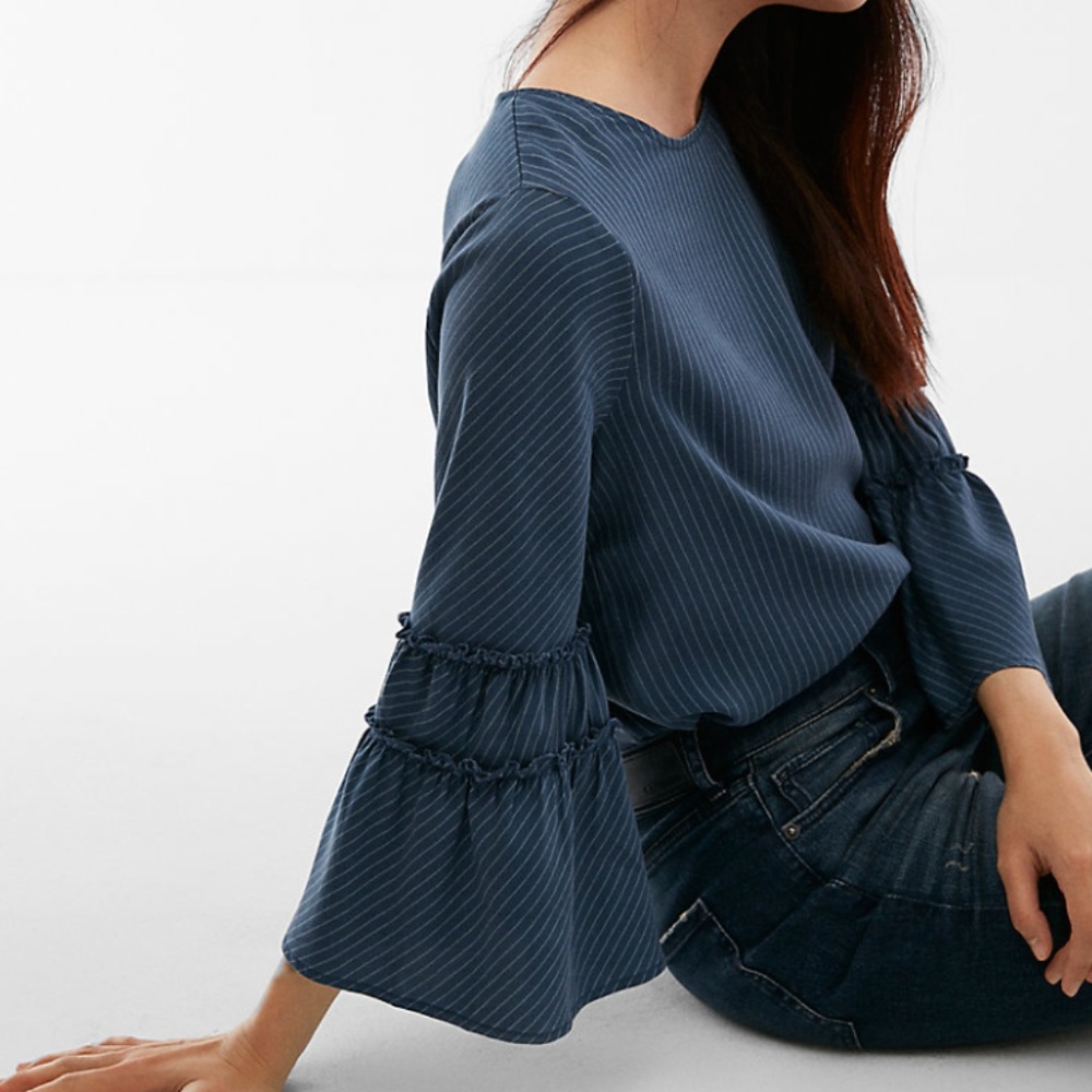 Express Silky Soft Twill Striped Top
